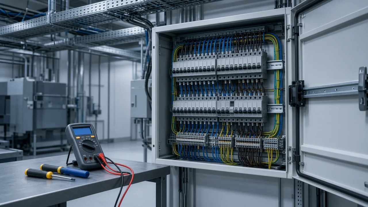 Site electrical distribution panel checked during 3form facility maintenance